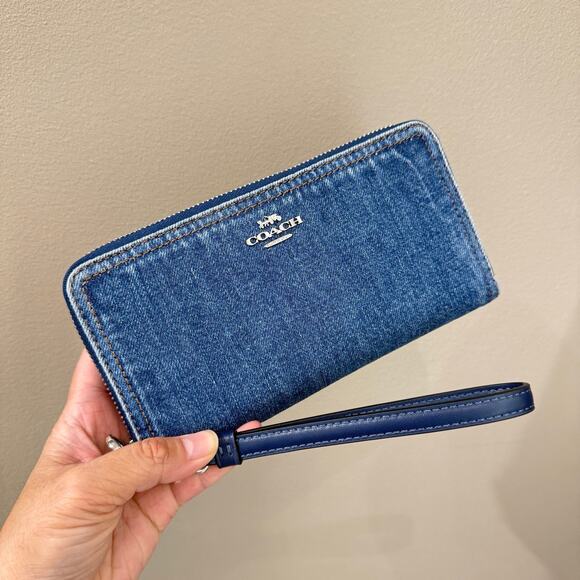 Coach CAO79 Long Zip Around Wallet, denim/Silver/Indigo - Picture 1 of 6